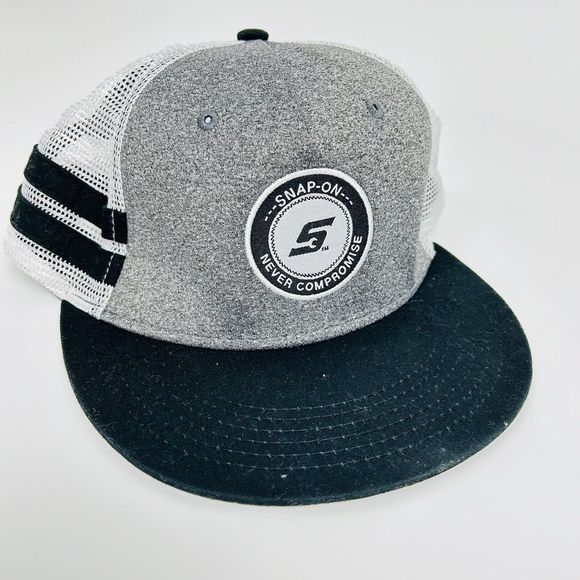 Snap-on Trucker‎ Hat Patch Logo Snapback Black/Charcoal Mesh Never Compromise - Picture 1 of 9